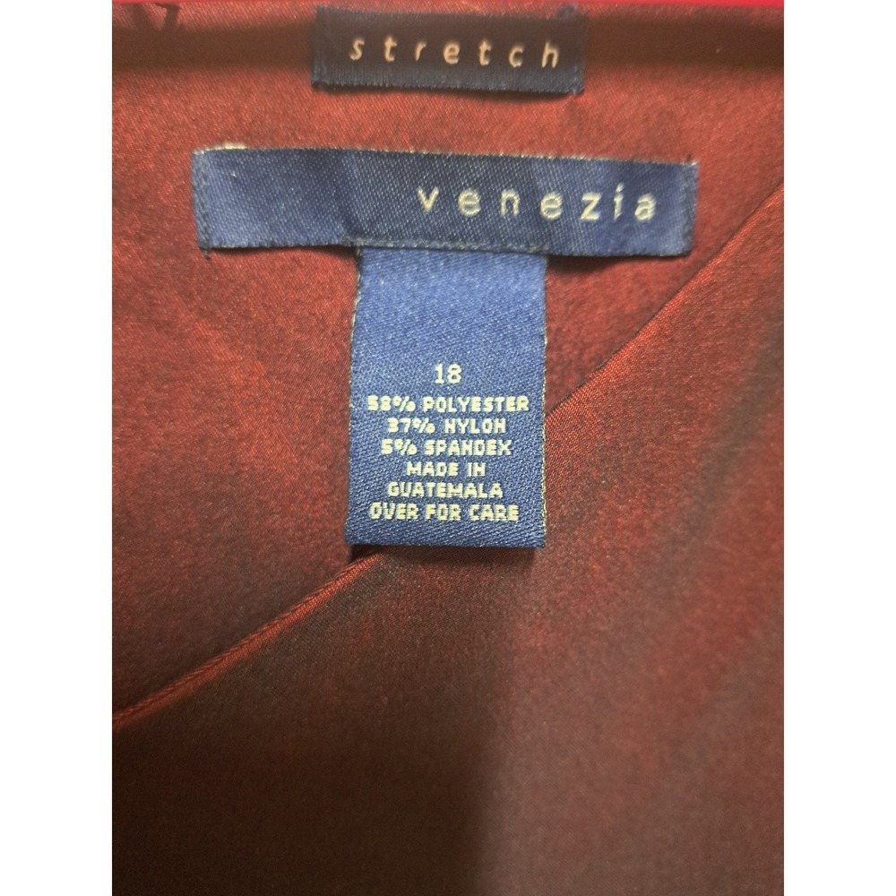 Venezia Stretch Burgundy Ombre Sheath Dress Size 18 Shimmer Knee Length - Picture 4 of 8